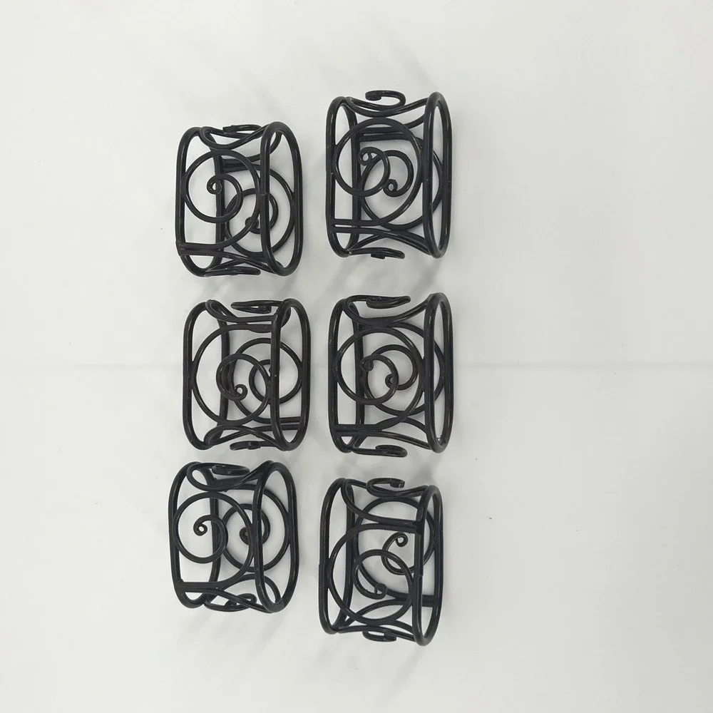 Wire Scroll Metal Napkin Rings Black Set of 6 Vintage Table Decor Pier 1 Imports
